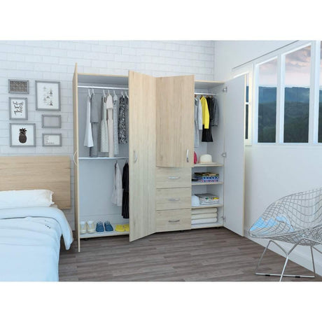 Closet Harlem Rovere 180 cm con Cuatro Puertas y Tres Cajones - Closets | Bylmo