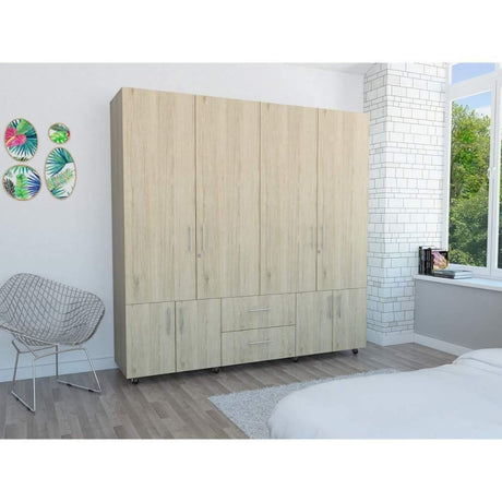 Closet Cantelmo Rovere 200 cm con Ocho Puertas y Dos Cajones - Closets | Bylmo