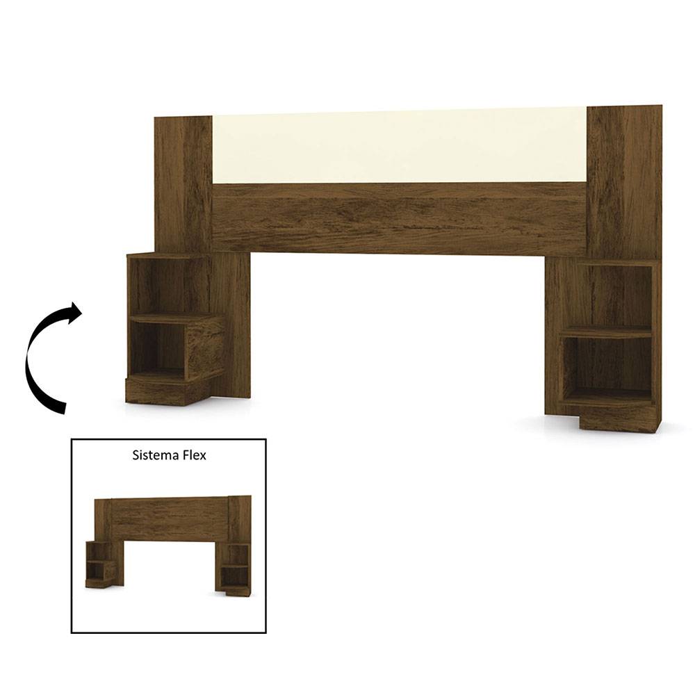 Cabecera Ajustable Seny Doble 140 cm Cafe Oscuro y Blanco con Mesas de Noche - Camas | Bylmo