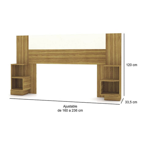 Cabecera Ajustable Seny Doble 140 cm Cafe y Blanco con Mesas de Noche - Camas | Bylmo