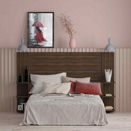 Cabecero Phoenix 195 cm Nogal con Entrepaños para Cama Doble - Camas y Cabeceros | Bylmo