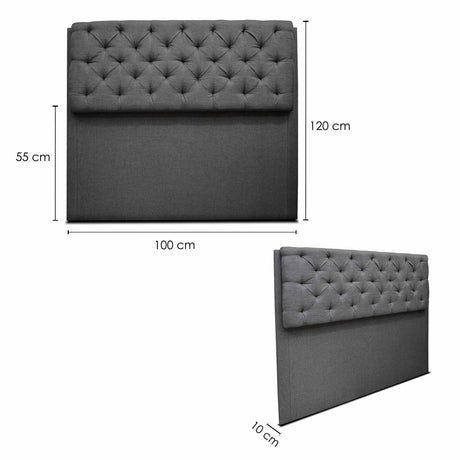 Cabecero Dreamer Gris 100x120cm Abullonado para Cama Sencilla - Camas y Cabeceros | Bylmo
