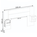 Cabecero Extendible Líbano Sencilla 100 cm a Doble 140 cm Marrón con Blanco con Mesas de Noche - Camas y Cabeceros | Bylmo