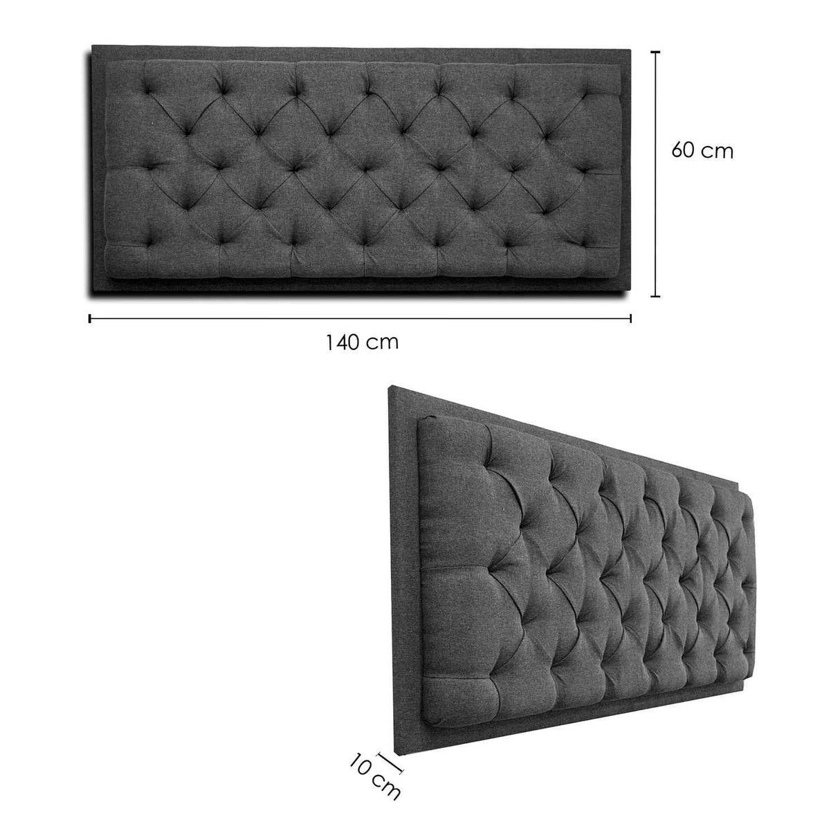 Cabecero Dreamer Gris 140x60cm Abullonado para Cama Doble - Camas y Cabeceros | Bylmo