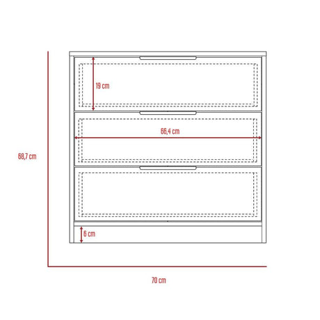Cómoda Col Gales y Duna 70 cm con Tres Cajones - Cajoneras | Bylmo