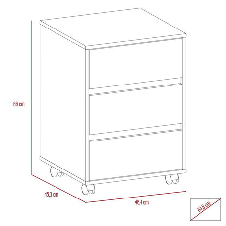 Cajonera Office Duna 46.4x66cm De Tres Hileras con Tres Cajones - Cajoneras | Bylmo