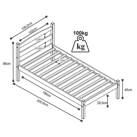 Cama Delta Sencilla 100 cm Acacia y Gris - Camas y Cabeceros | Bylmo
