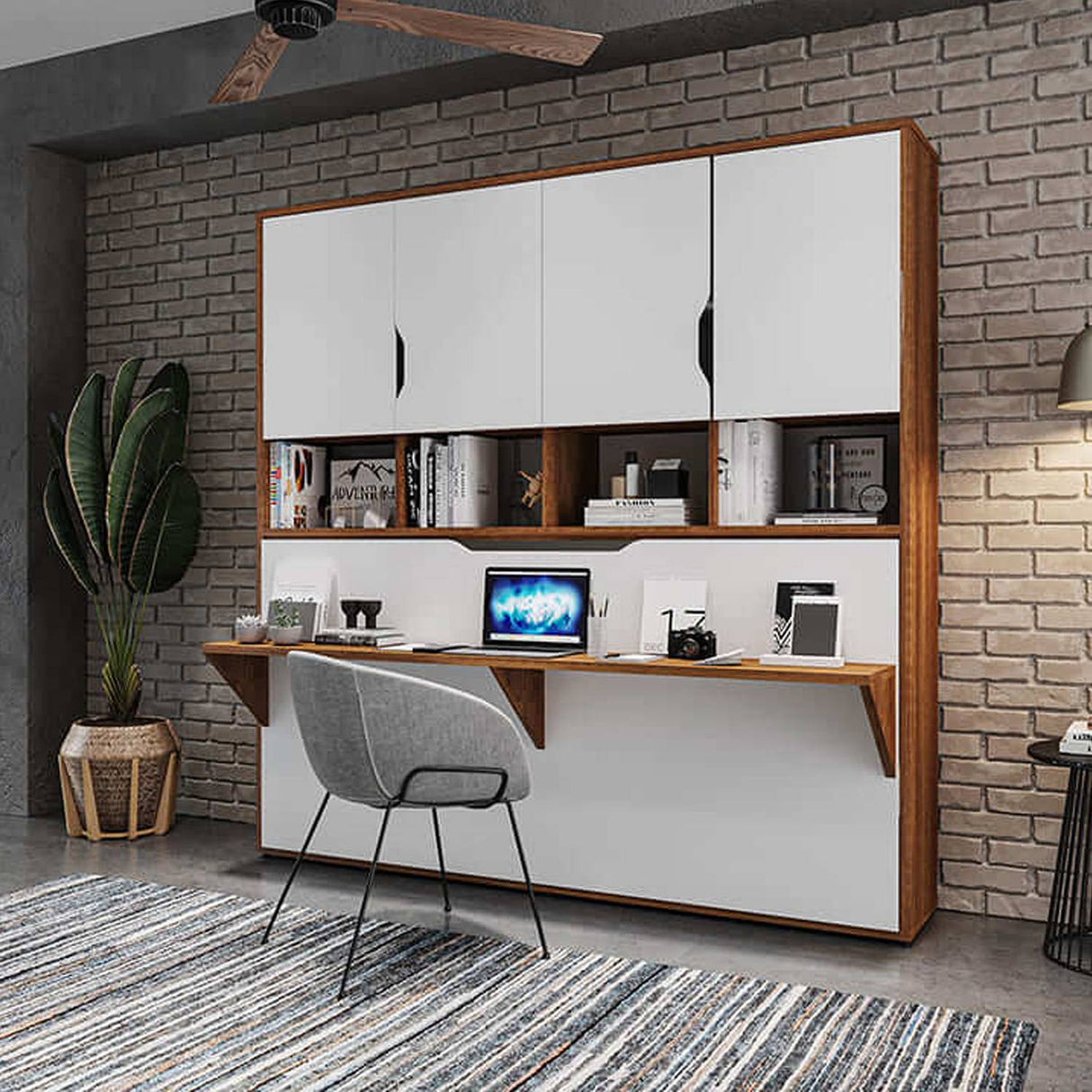 Cama Abatible Caramelo y Blanco 209x211cm para Colchón Sencillo 100 X 190 Cm Multifuncional - Camas y Cabeceros | Bylmo