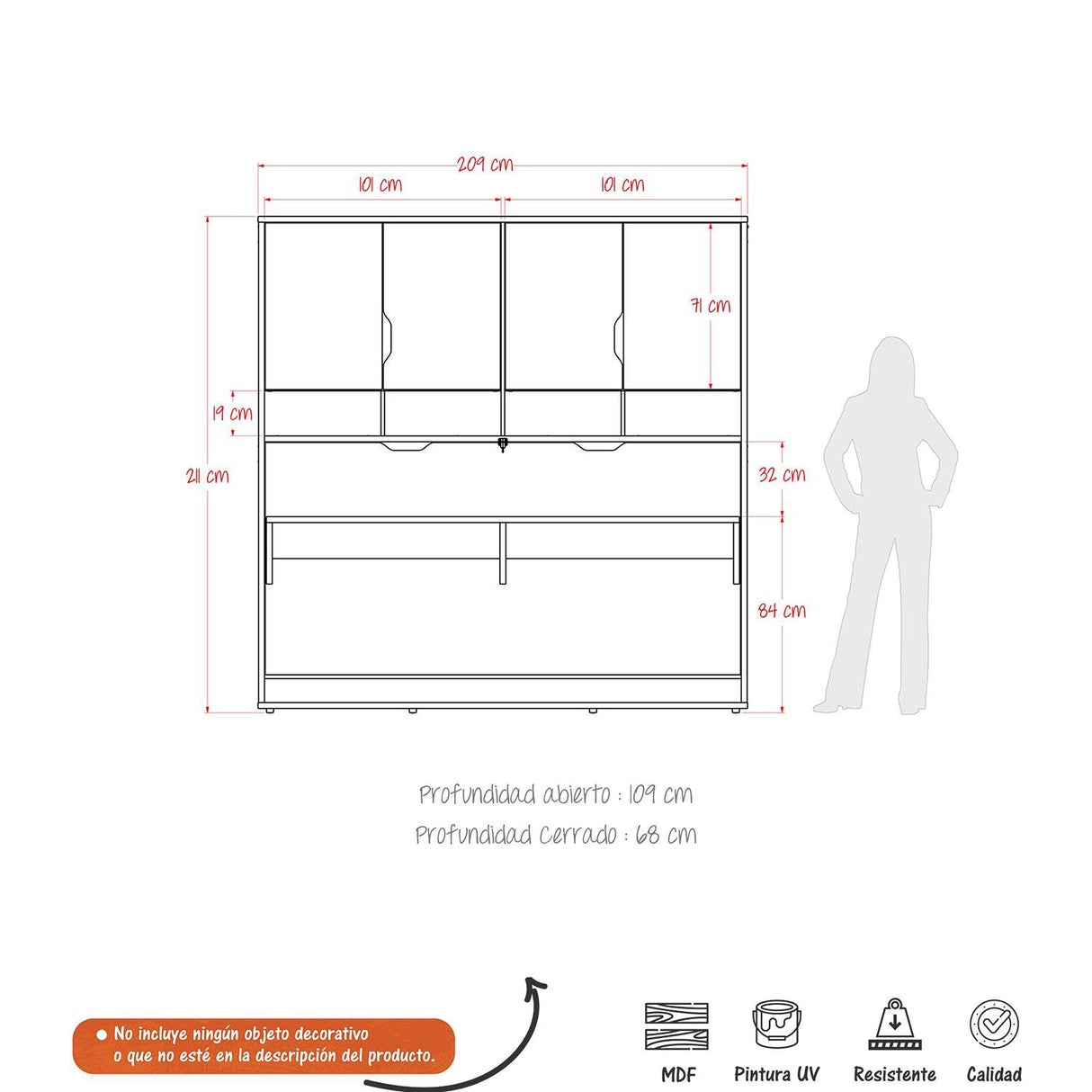 Cama Abatible Caramelo y Blanco 209x211cm para Colchón Sencillo 100 X 190 Cm Multifuncional - Camas y Cabeceros | Bylmo