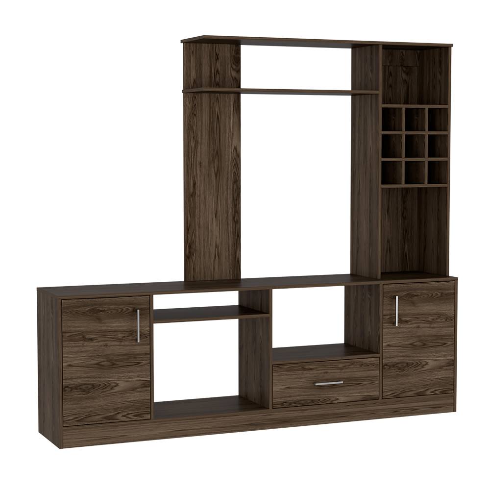 Centro de Entretenimiento kava Coñac 200x180.7cm Para TV Hasta 60 Pulgadas con Dos Cajones - Muebles para TV | Bylmo