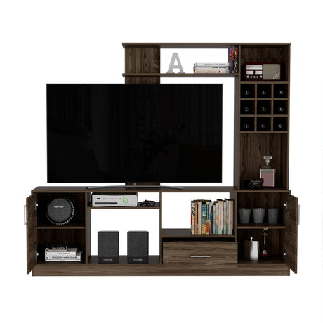 Centro de Entretenimiento kava Coñac 200x180.7cm Para TV Hasta 60 Pulgadas con Dos Cajones - Muebles para TV | Bylmo