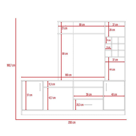 Centro de Entretenimiento kava Coñac 200x180.7cm Para TV Hasta 60 Pulgadas con Dos Cajones - Muebles para TV | Bylmo