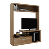 Centro de Entretenimiento Lugo Teca 139x167.3cm Para TV Hasta 50 Pulgadas con Un Cajón - Muebles para TV | Bylmo