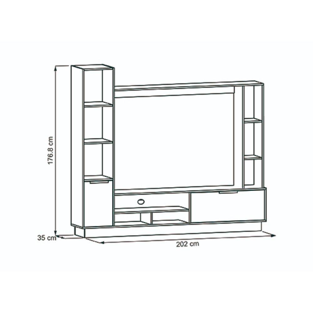 Centro de Entretenimiento Marsella Niebla y Taupe 202 cm con Dos Puertas - Muebles para TV | Bylmo