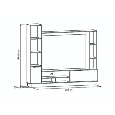 Centro de Entretenimiento Marsella Niebla y Taupe 202 cm con Dos Puertas - Muebles para TV | Bylmo