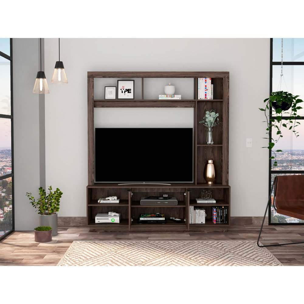 Centro de Entretenimiento San Pedro Coñac 160 cm con Dos Puertas - Muebles para TV | Bylmo