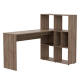 Escritorio en L Minerva Miel 139 cm con Biblioteca - Escritorios y Archivadores | Bylmo