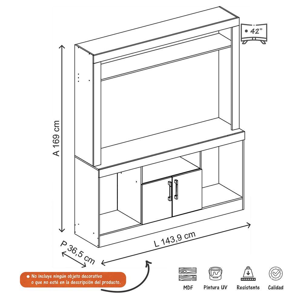 Centro de Entretenimiento Baden Chocolate 143 cm con Dos Puertas - Muebles para TV | Bylmo