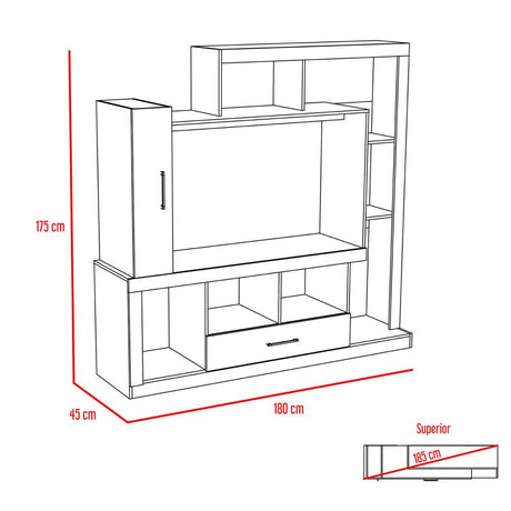 Centro de Entretenimiento Alves Amareto y Wengue 175 cm con Una Puerta y Un Cajón - Muebles para TV | Bylmo