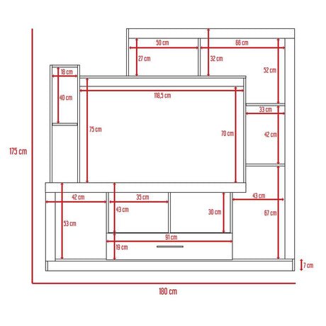 Centro de Entretenimiento Alves Amareto y Wengue 175 cm con Una Puerta y Un Cajón - Muebles para TV | Bylmo