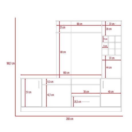 Centro de Entretenimiento Kava Wengue 200 cm con Dos Puertas - Muebles para TV | Bylmo