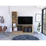 Centro de Entretenimiento Blake Duna y Blanco 177.7x181.4cm para TV Hasta 55 Pulgadas con Ranuras para Cables y con Ocho Compartimientos - Muebles para TV | Bylmo