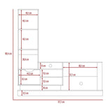 Centro de Entretenimiento Blake Duna y Blanco 177.7x181.4cm para TV Hasta 55 Pulgadas con Ranuras para Cables y con Ocho Compartimientos - Muebles para TV | Bylmo