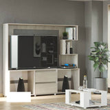 Centro de Entretenimiento Ceniza 200x173.3cm Para TV Hasta 65 Pulgadas con Dos Cajones - Muebles de TV | Bylmo