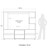 Centro de Entretenimiento Ceniza 200x173.3cm Para TV Hasta 65 Pulgadas con Dos Cajones - Muebles de TV | Bylmo