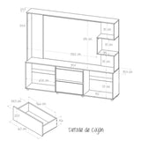 Centro de Entretenimiento Ceniza 200x173.3cm Para TV Hasta 65 Pulgadas con Dos Cajones - Muebles de TV | Bylmo