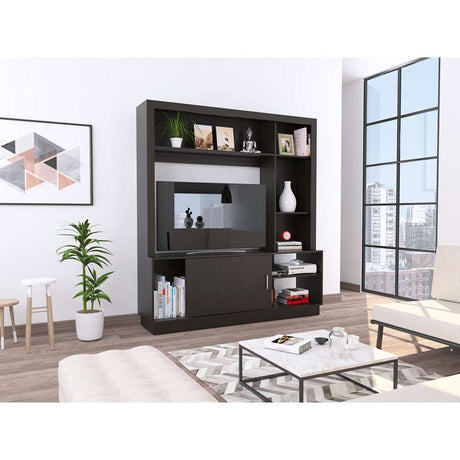 Centro de Entretenimiento Trento Wengue 160 cm con Una Puerta - Muebles para TV | Bylmo