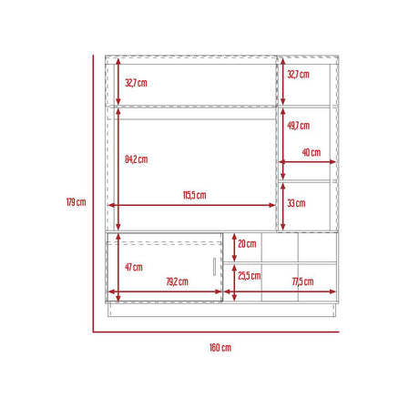 Centro de Entretenimiento Trento Wengue 160 cm con Una Puerta - Muebles para TV | Bylmo