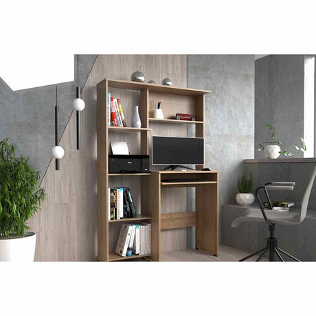 Centro de Computo CCB6201 Amaretto 100x150cm sin Cajones y con Organizador de Libros - Escritorios | Bylmo