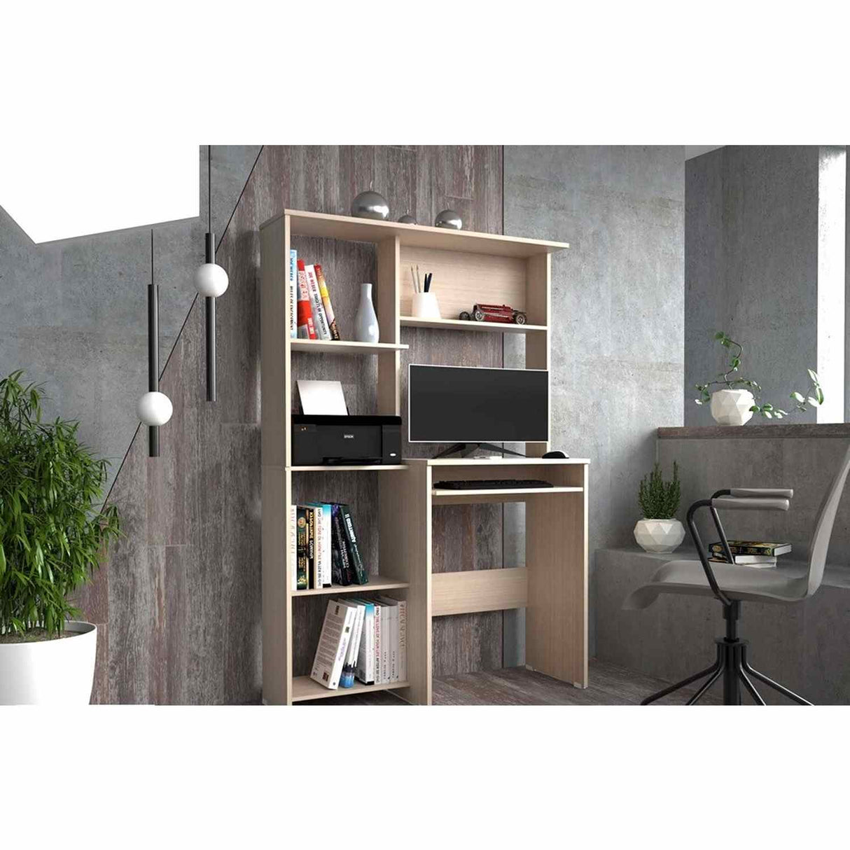 Centro de Computo CCB6201 Arena 100x150cm sin Cajones y con Organizador de Libros - Escritorios | Bylmo