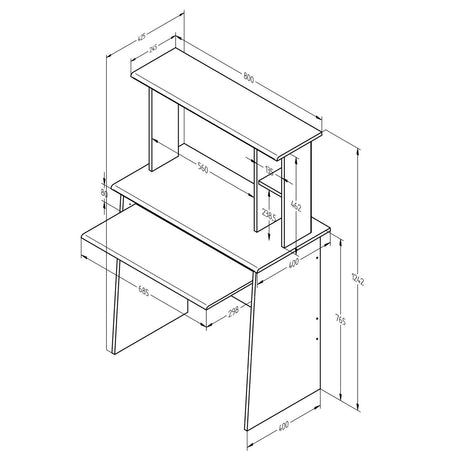 Centro de Computo Winsford Chantilly 80 cm con Biblioteca Superior - Oficina | Bylmo