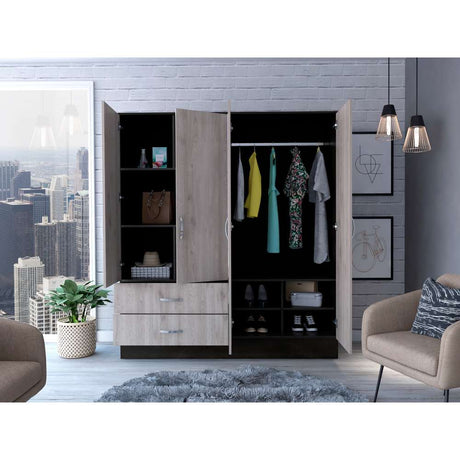 Closet Bolton Wengue 120x180.6cm con 2 Cajones con 4 Entrepaños con Espejo - Closets | Bylmo