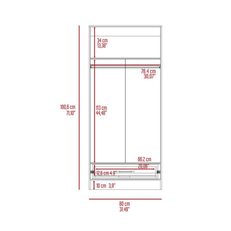 Closet Ambery Ceniza 80x180cm con 1 Cajones con 1 Entrepaños - Closets | Bylmo