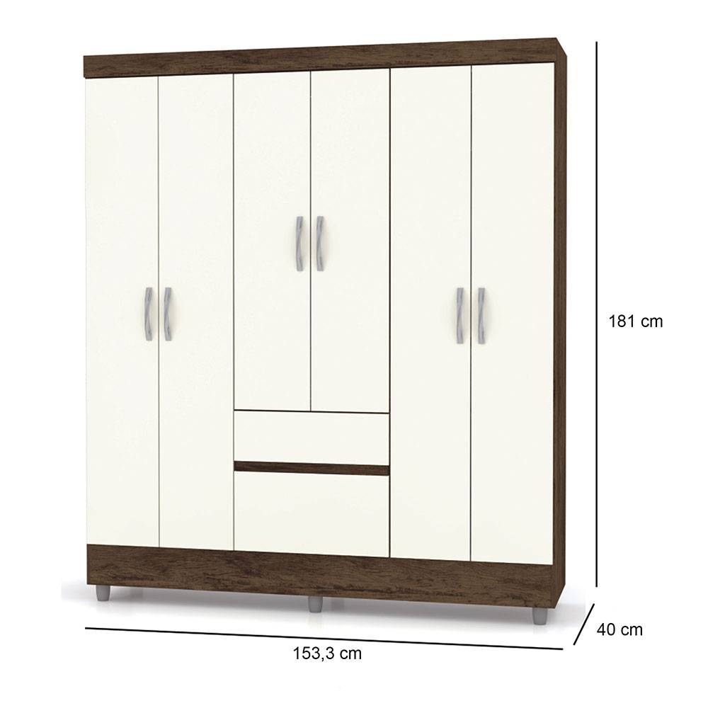 Closet Igawo Blanco 170 cm con Seis Puertas Y Dos Cajones – Bylmo