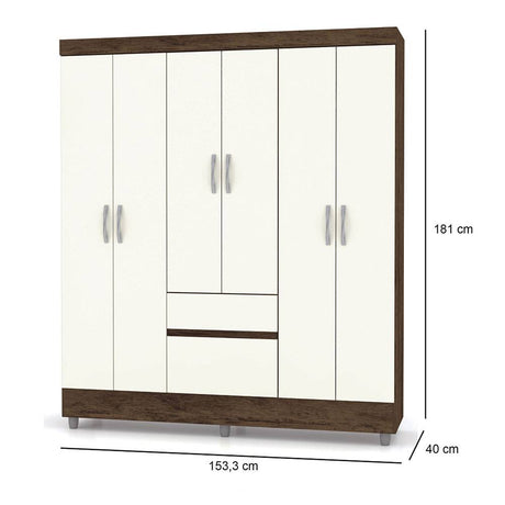 Closet Valent Marron y Blanco 153.3x181cm con 1 Cajones con 2 Entrepaños - Closets | Bylmo