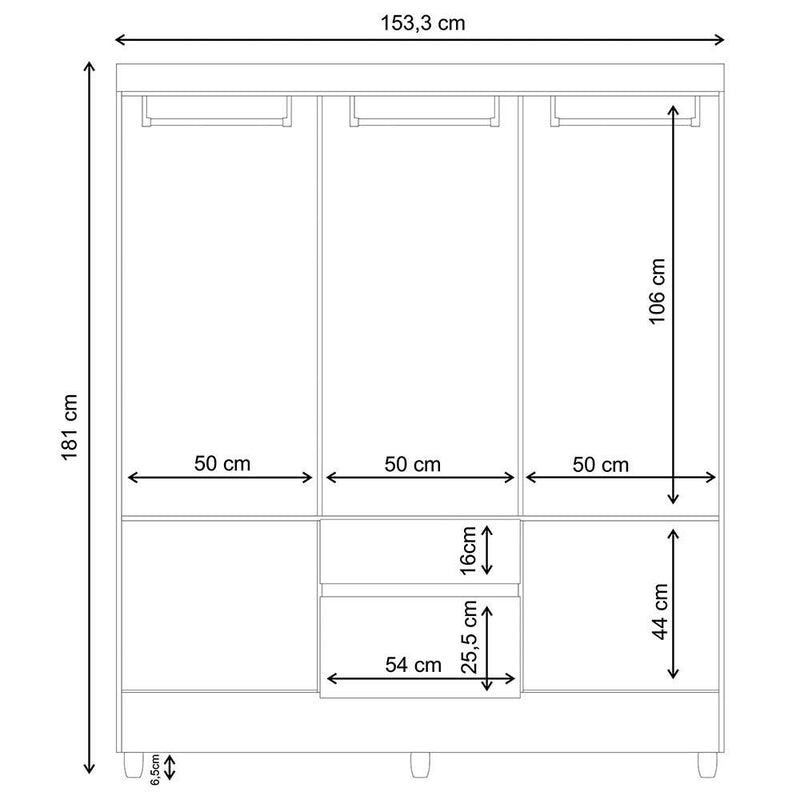 Closet Valent Cafe 153 cm con Seis Puertas y Dos Cajones