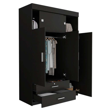 Closet Alma Wengue 120 cm con Cinco Puertas y Dos Cajones - Closets | Bylmo