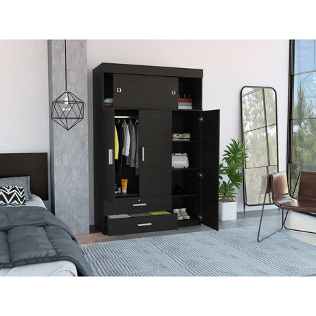 Closet Alma Wengue 120 cm con Cinco Puertas y Dos Cajones - Closets | Bylmo