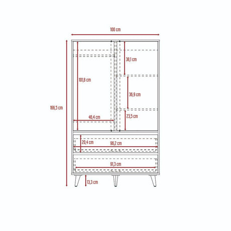Closet Almería Siena 100 cm con Dos Puertas y Dos Cajones - Closets | Bylmo