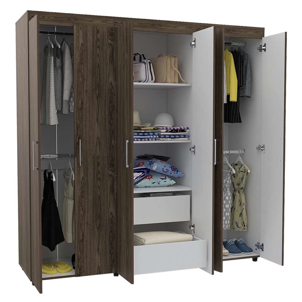 Closet Amatista Coñac y Blanco 180x181.5cm con 2 Cajones con 2 Entrepaños - Closets | Bylmo