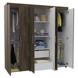 Closet Amatista Coñac y Blanco 180x181.5cm con 2 Cajones con 2 Entrepaños - Closets | Bylmo