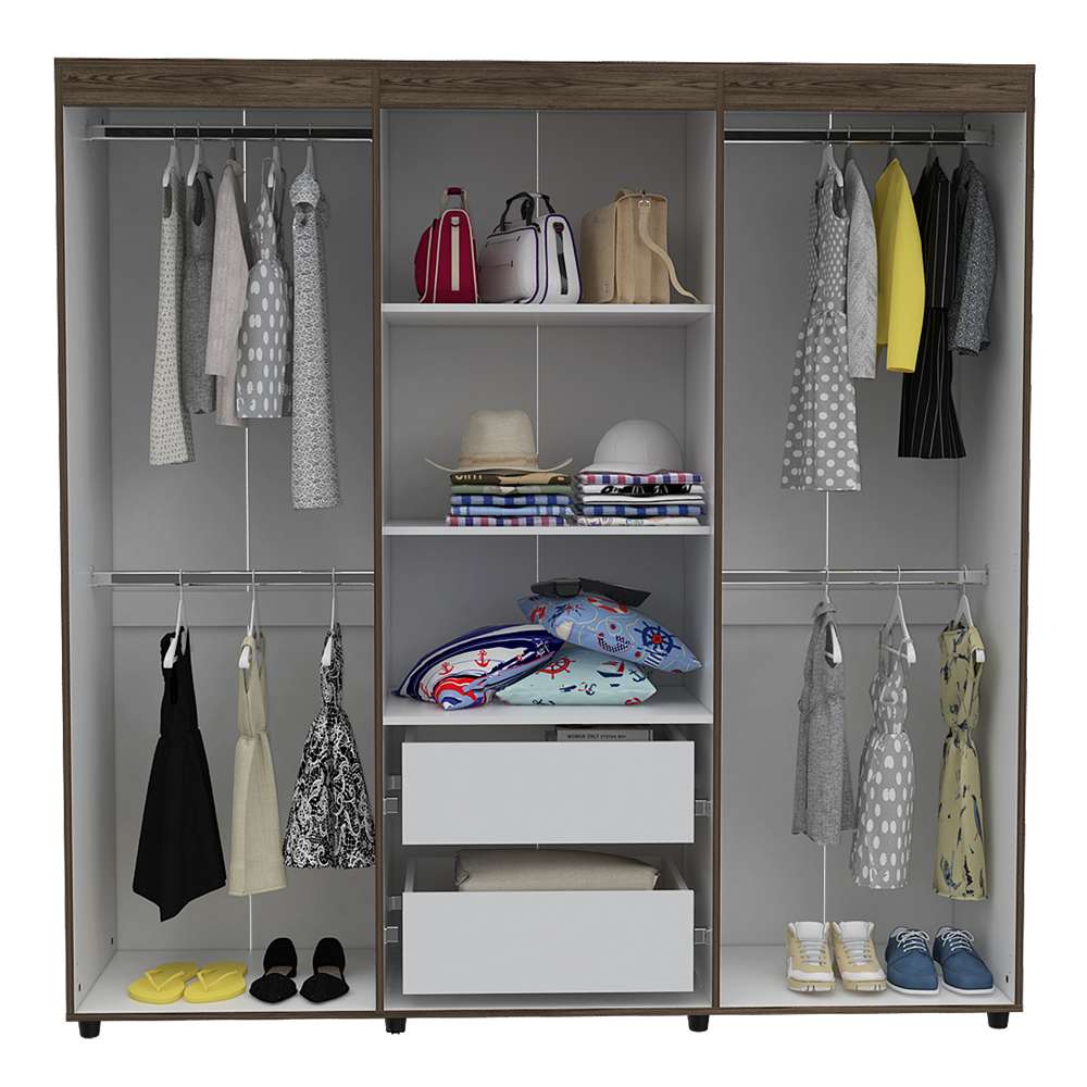 Closet Amatista Coñac y Blanco 180x181.5cm con 2 Cajones con 2 Entrepaños - Closets | Bylmo