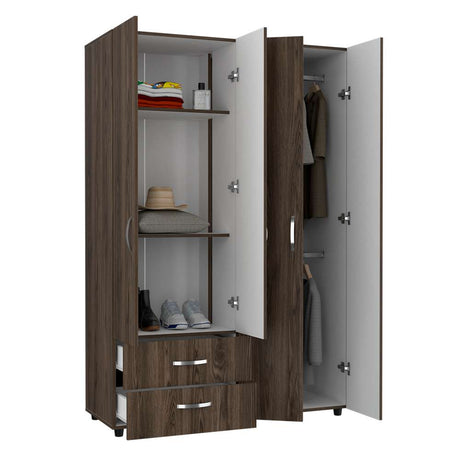 Closet Ankora Coñac 120 cm con Cuatro Puertas y Dos Cajones - Closets | Bylmo