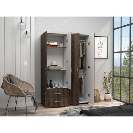 Closet Ankora Coñac 120 cm con Cuatro Puertas y Dos Cajones - Closets | Bylmo