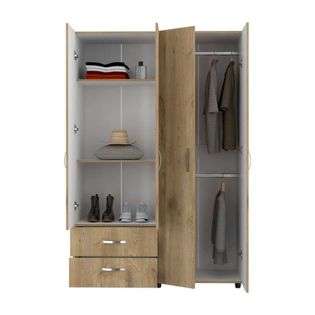 Closet Ankora Macadamia 120 cm con Cuatro Puertas y Dos Cajones - Closets | Bylmo