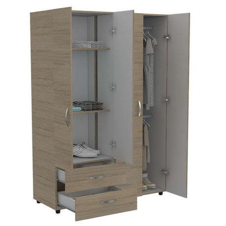 Closet Ankora Rovere 120 cm con Cuatro Puertas y Dos Cajones - Closets | Bylmo